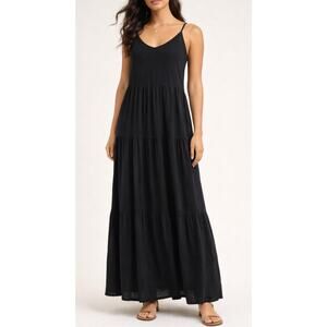 Nuco Scoopneck Jersey Maxi Dress Sundress Black Medium